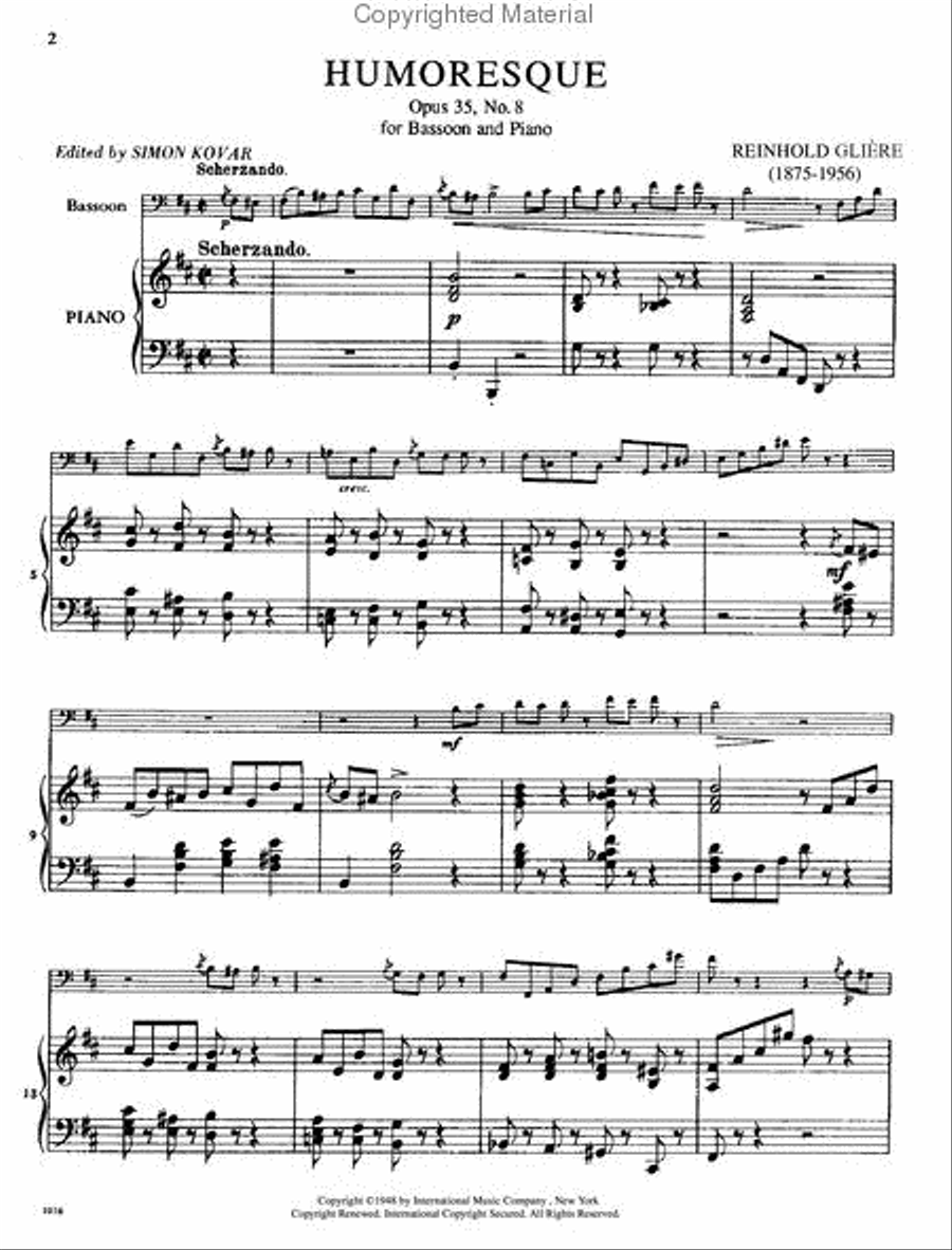 Humoresque, Opus 35, No. 8 Bassoon Solo scores gallery preview page 2