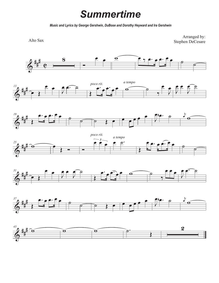 Summertime Alto Saxophone scores gallery preview page 5