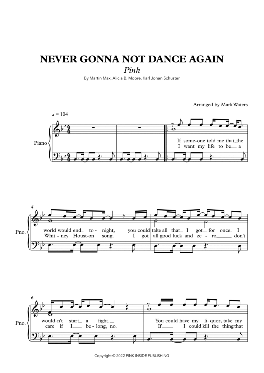 Never Gonna Not Dance Again Voice scores gallery preview page 1