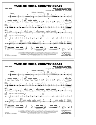 Book cover for Take Me Home, Country Roads (arr. Matt Conaway) - Snare Drum