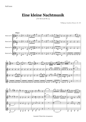 Book cover for Eine kleine Nachtmusik by Mozart for French Horn Quartet