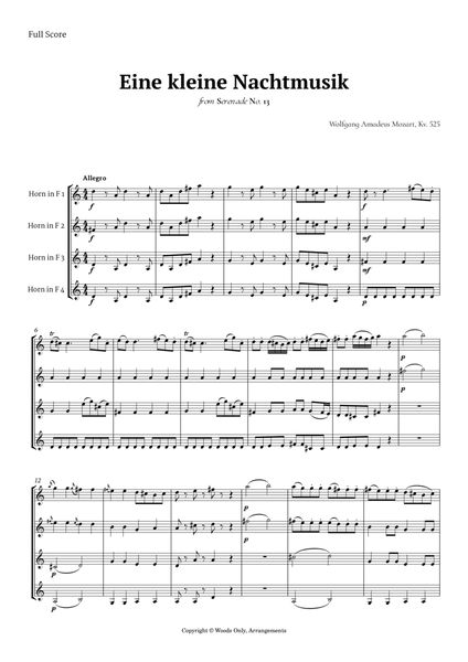 Eine kleine Nachtmusik by Mozart for French Horn Quartet image number null