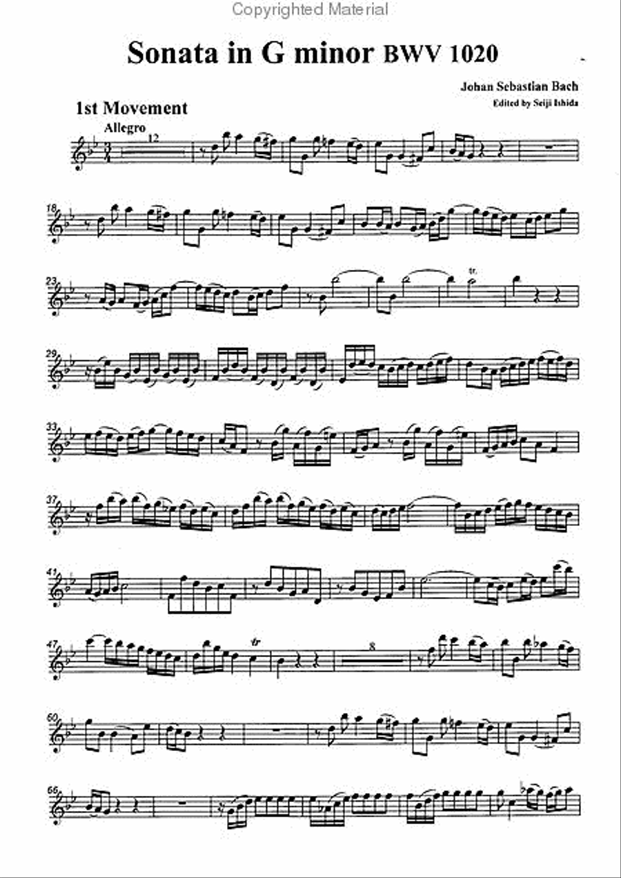 Sonata in G minor, BWV1020 Flute scores gallery preview page 2