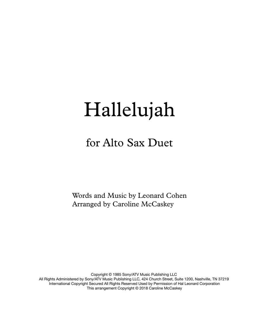 Hallelujah Woodwind Duet scores gallery preview page 1