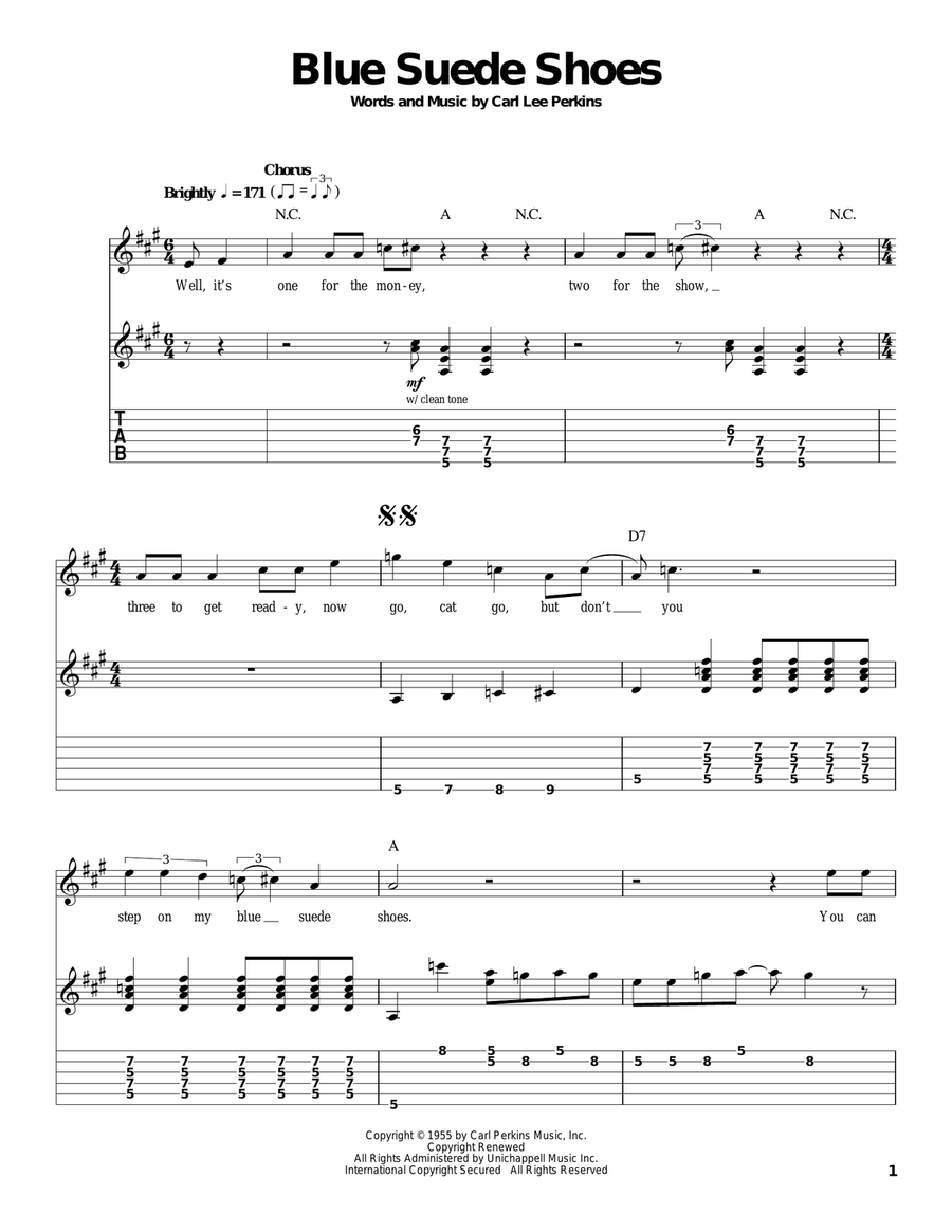 Blue Suede Shoes Acoustic Guitar scores gallery preview page 1
