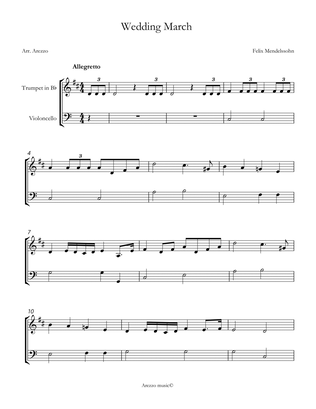 mendelssohn wedding march trumpet and cello sheet music