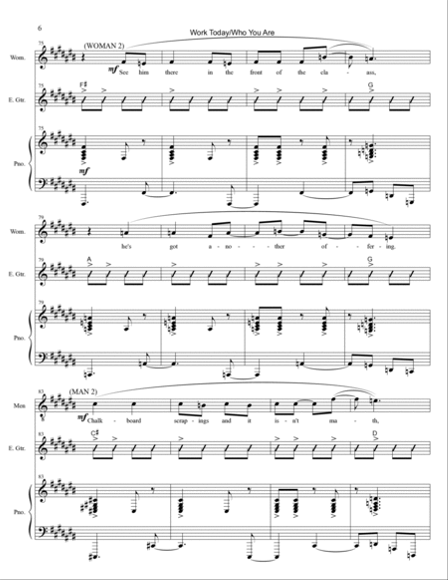 Work Today/Who You Are Piano, Vocal, Guitar scores gallery preview page 6