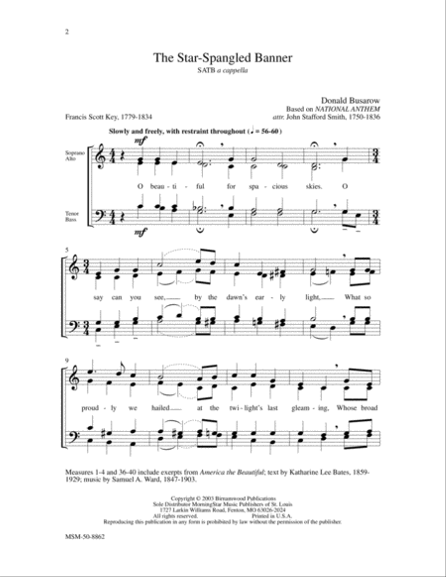 The Star-Spangled Banner The Star-Spangled Banner 4-Part scores gallery preview page 2