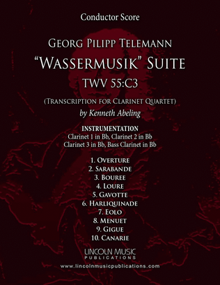 Book cover for Telemann – Wassermusik Suite Complete (for Clarinet Quartet)