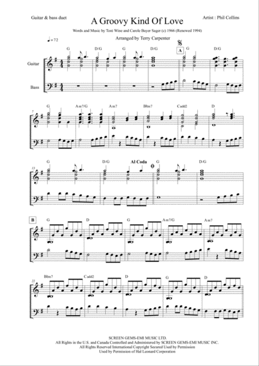 A Groovy Kind Of Love String Duet scores gallery preview page 1