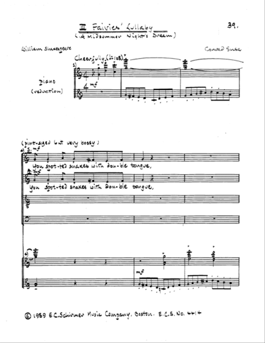 Three Charms from Shakespeare (Complete) 4-Part scores gallery preview page 19