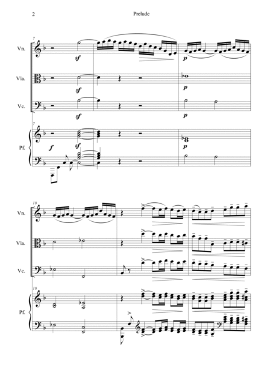 Prelude from Bergamasuqe Suite Piano Quartet scores gallery preview page 2