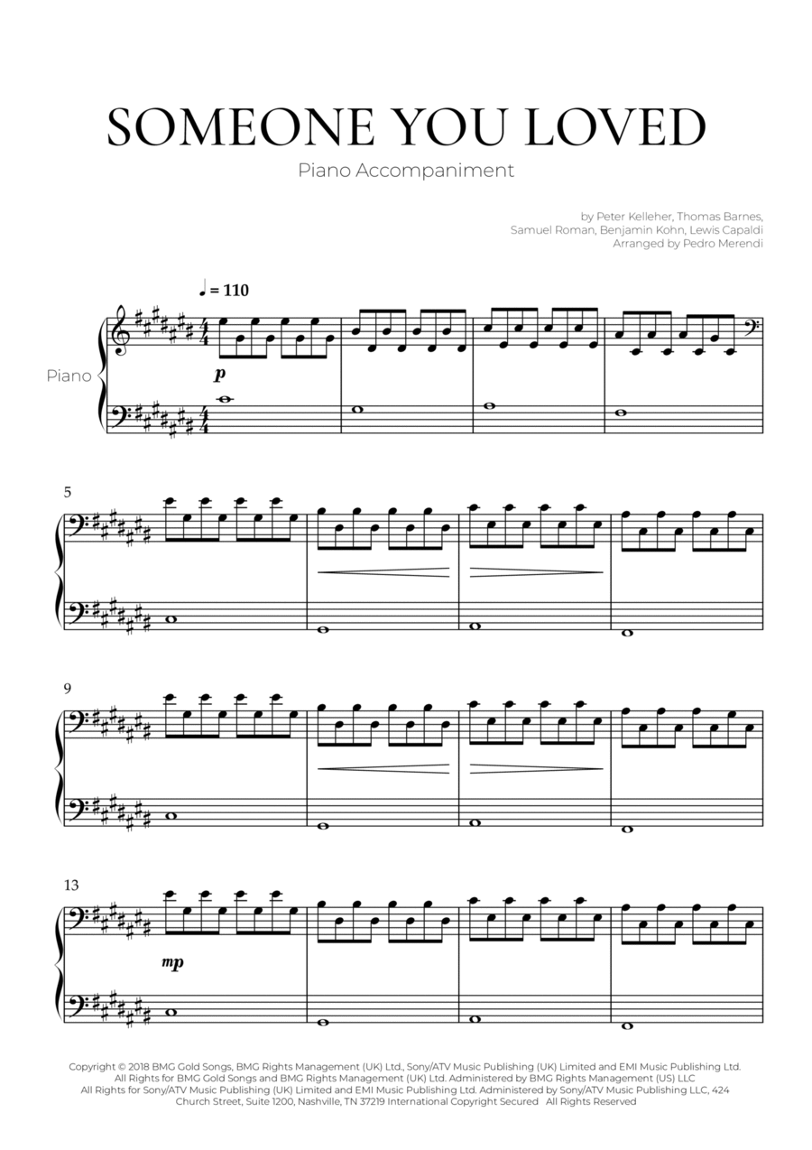 Someone You Loved Piano Solo scores gallery preview page 1