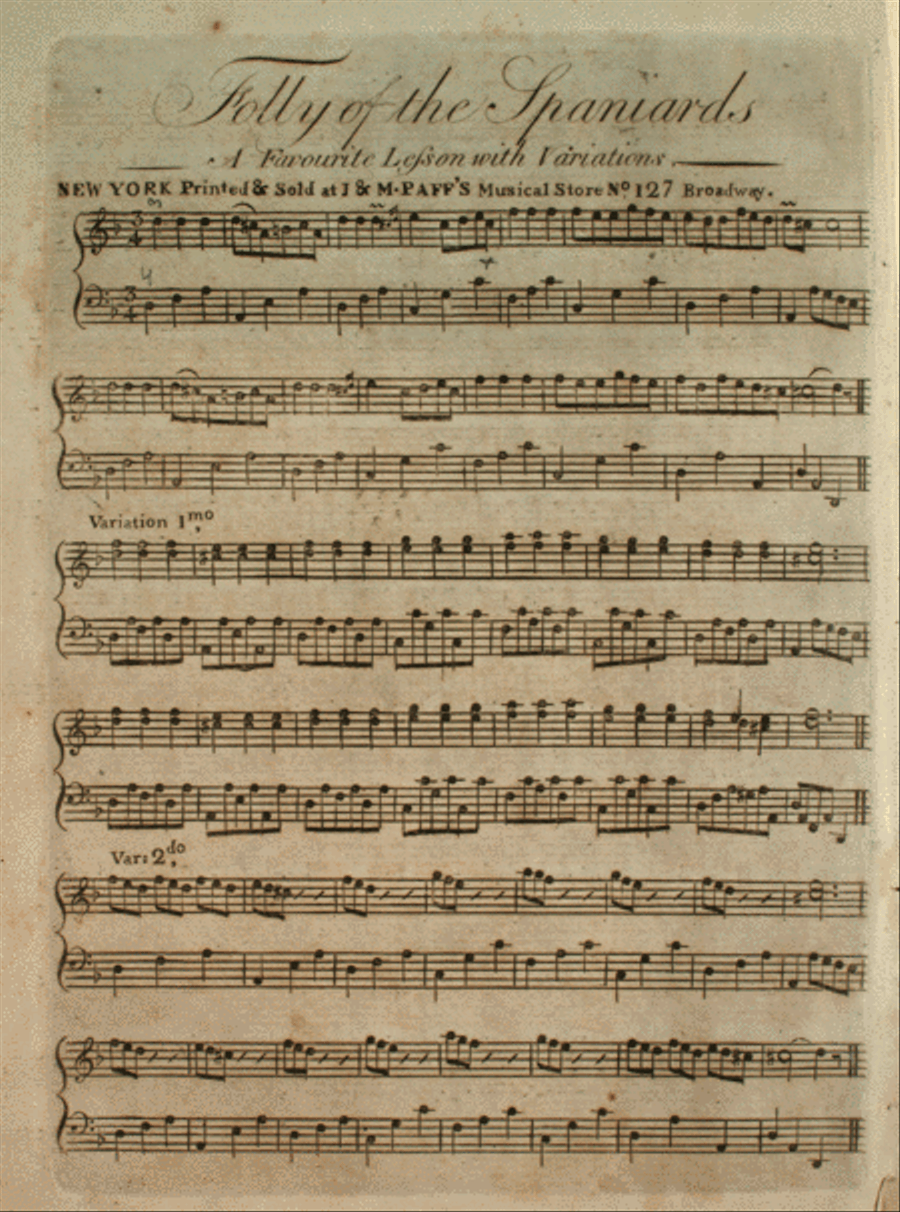 Folly of the Spaniards. A Favourite Lesson with Variations Piano Solo scores gallery preview page 1