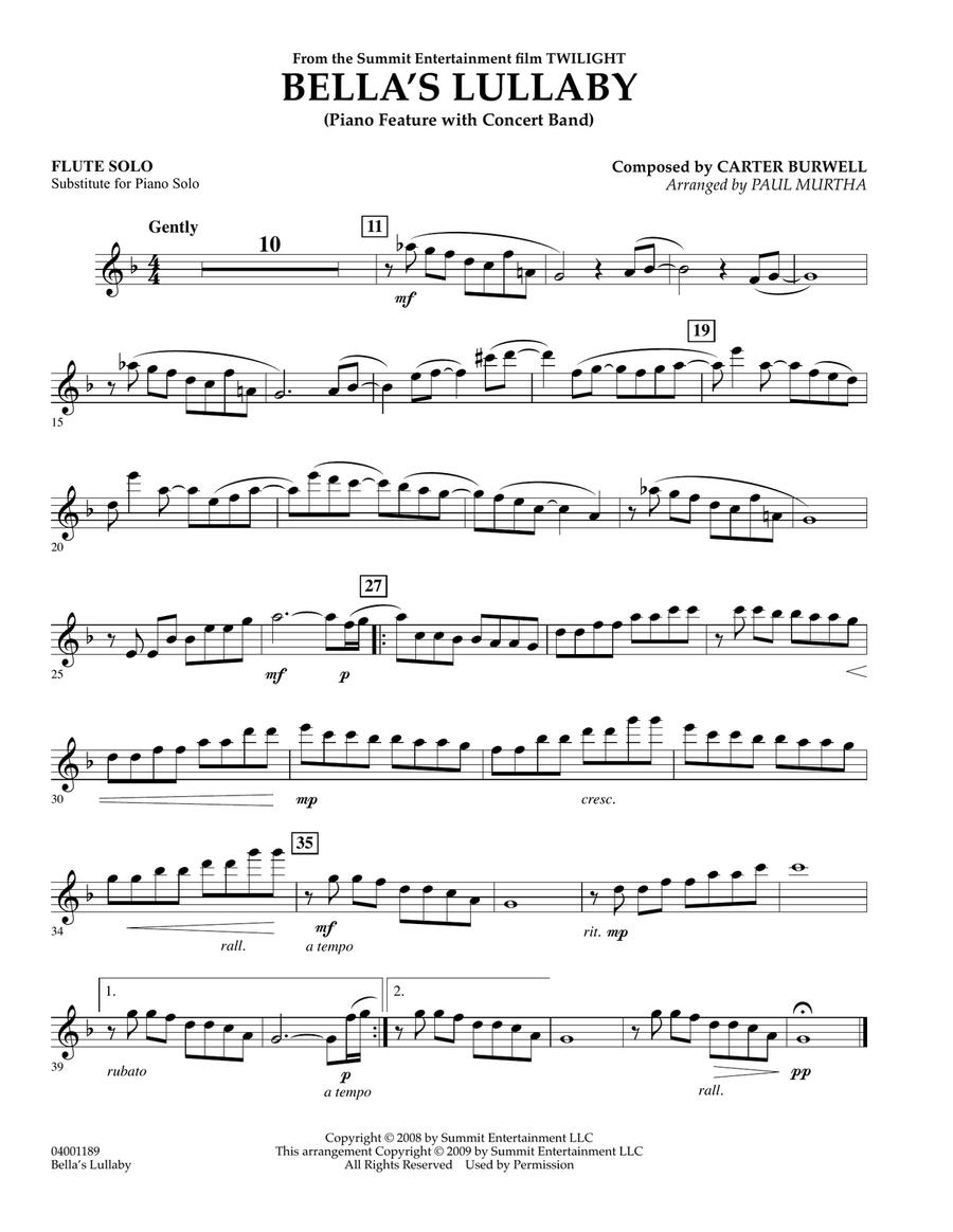 Bella's Lullaby (from Twilight) - Flute Solo Concert Band scores gallery preview page 1