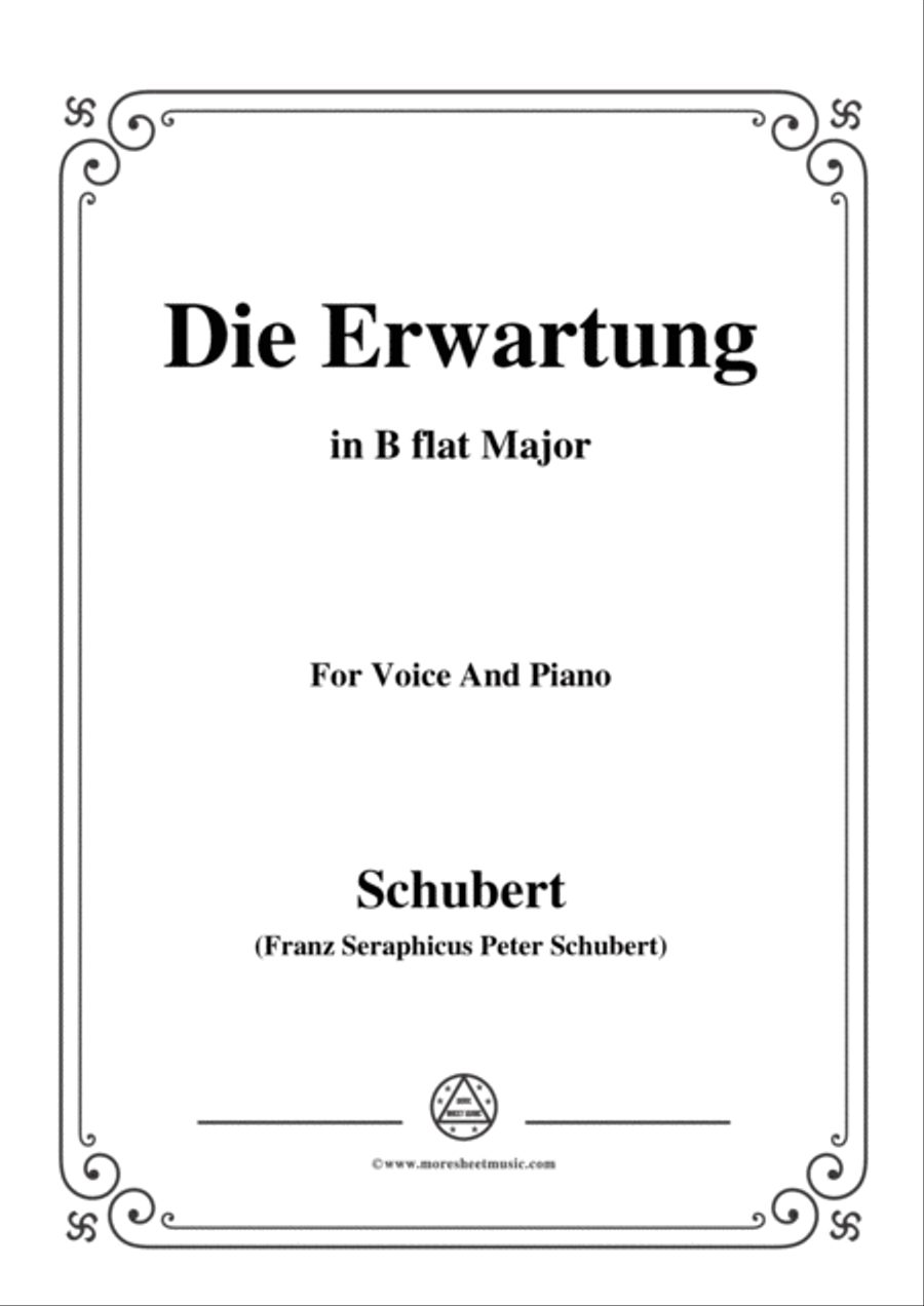 Schubert-Die Erwartung,Op.116,in B flat Major,for Voice&Piano Voice scores gallery preview page 1
