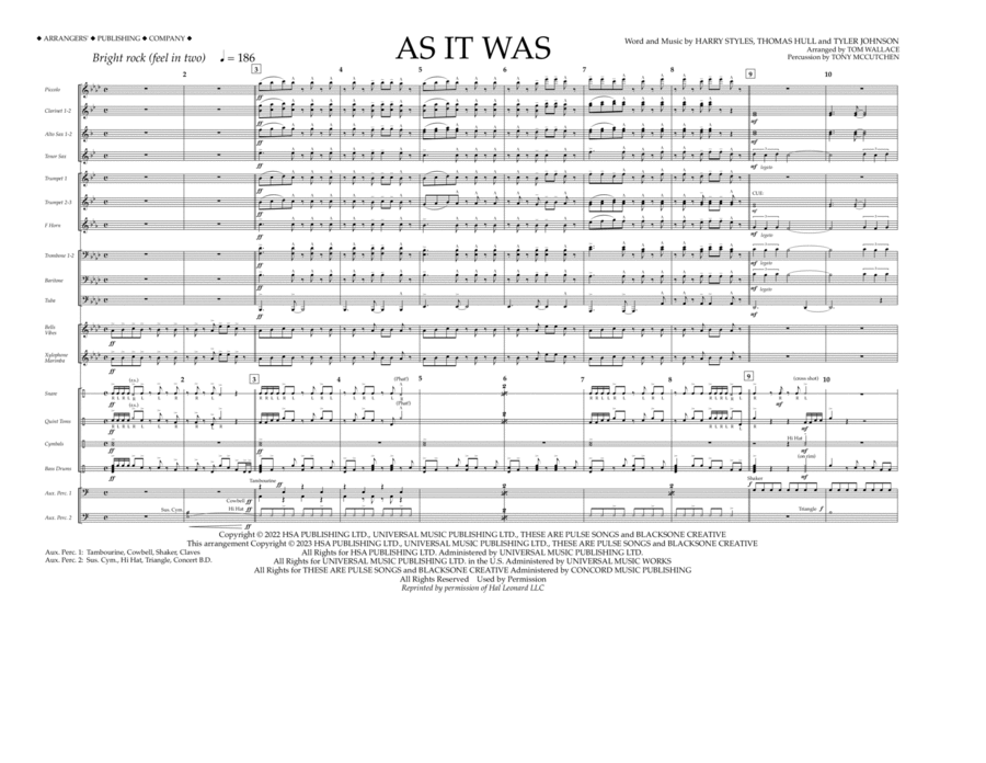 As It Was (arr. Tom Wallace) - Full Score