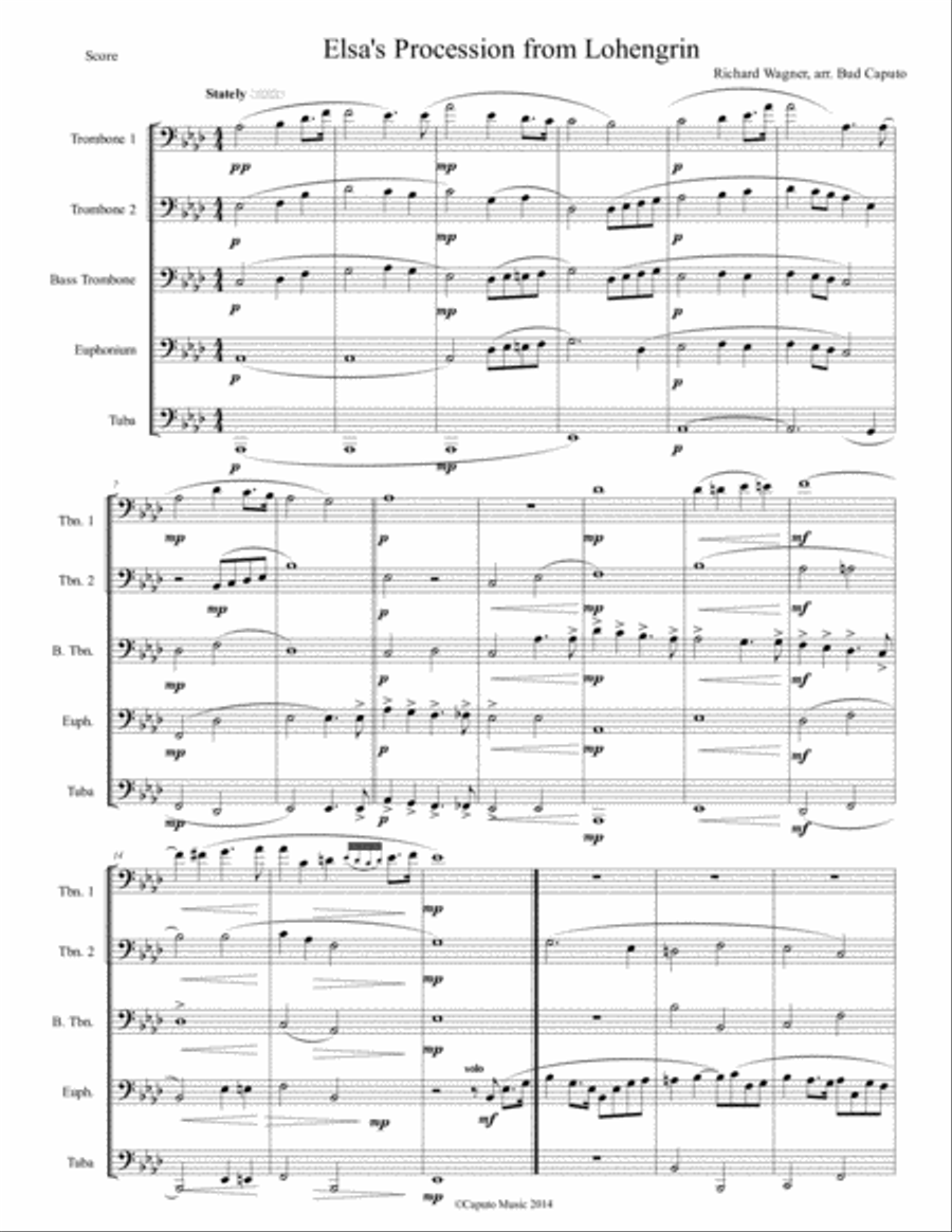Elsa's Procession from Lohengrin- Low Brass Choir Brass Ensemble scores gallery preview page 2