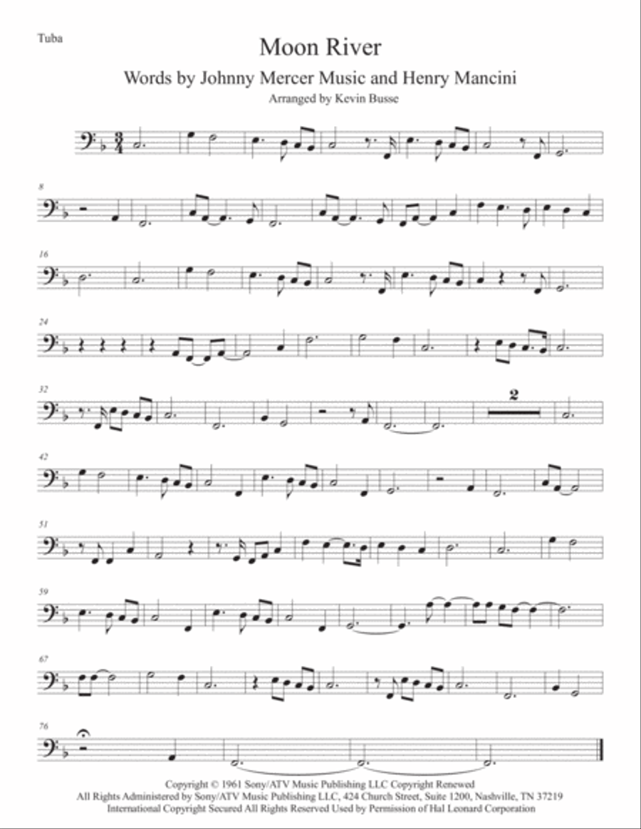 Moon River Tuba scores gallery preview page 1