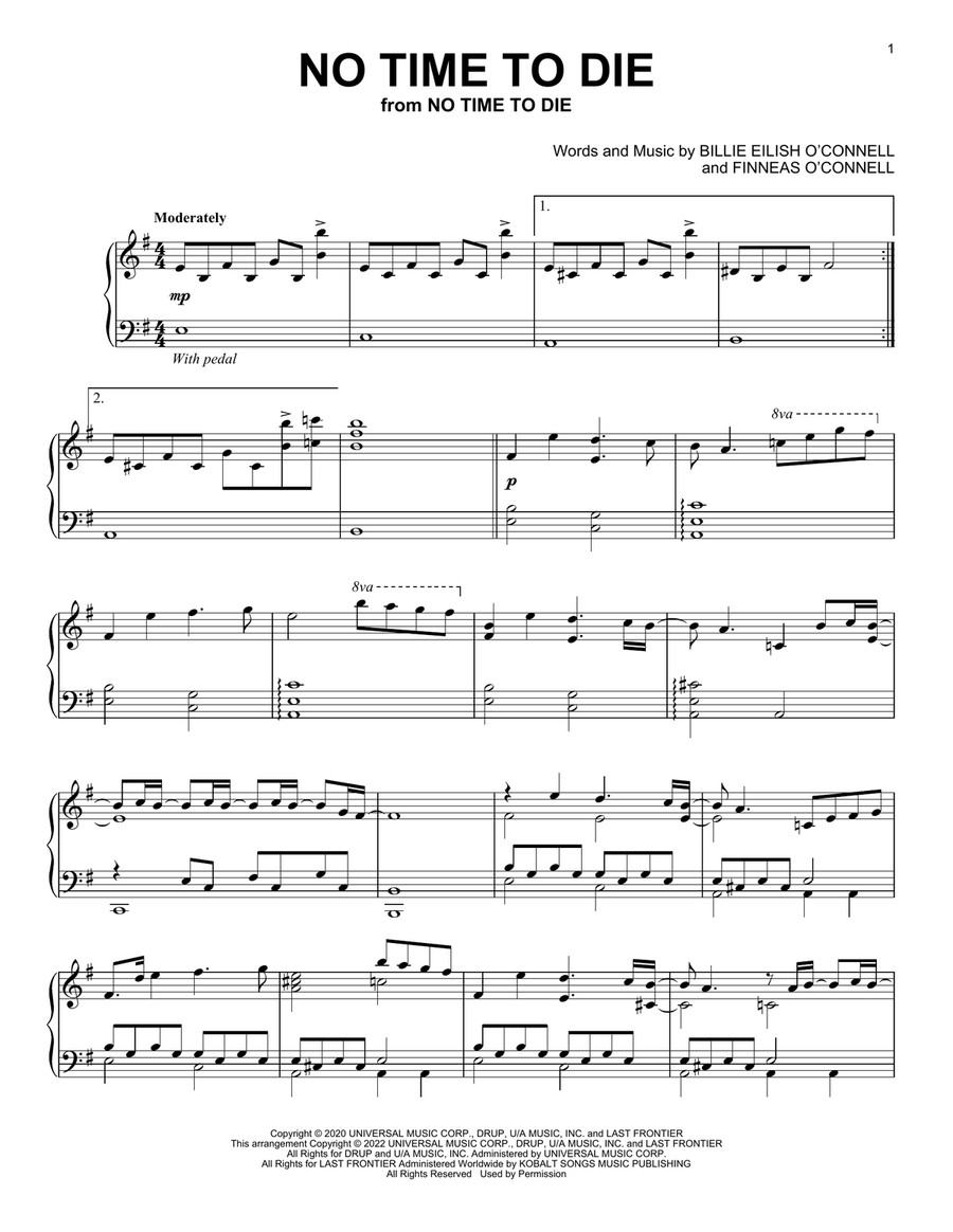 No Time To Die No Time To Die Piano Solo scores gallery preview page 1