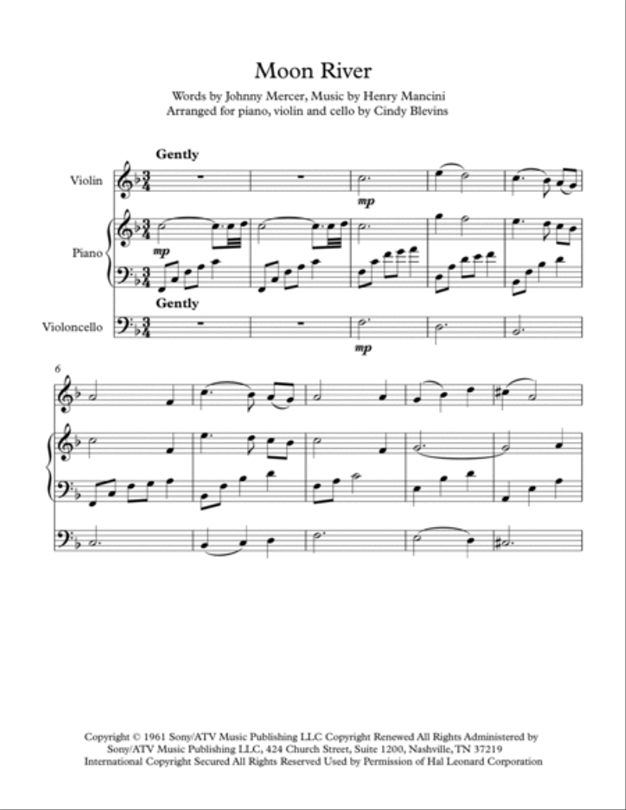 Moon River Piano Trio scores gallery preview page 2