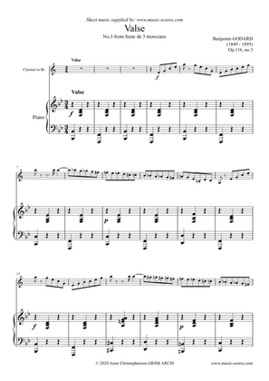 Book cover for Godard - Valse - No.3 from Op. 116 Suite de 3 Morceaux - Clarinet