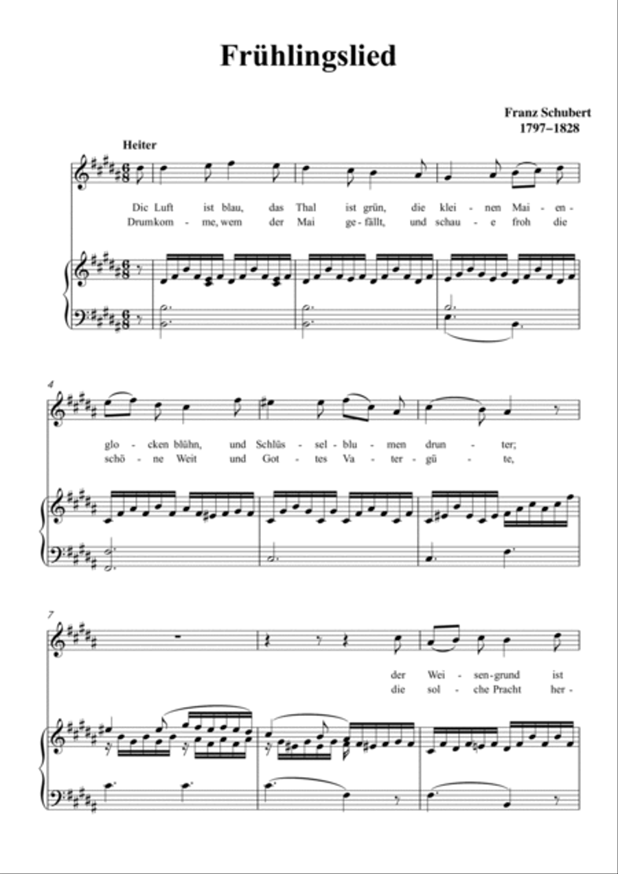 Schubert-Frühlingslied in B for Vocal and Piano Voice scores gallery preview page 2