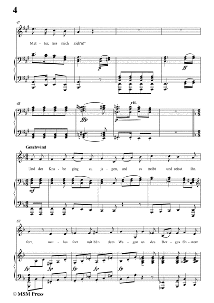 Schubert-Der Alpenjäger,Op.37 No.2,in A Major,for Voice&Piano Voice scores gallery preview page 6