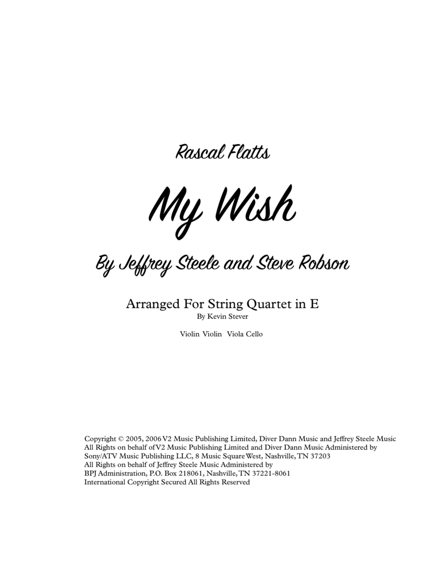 My Wish My Wish String Quartet scores gallery preview page 1