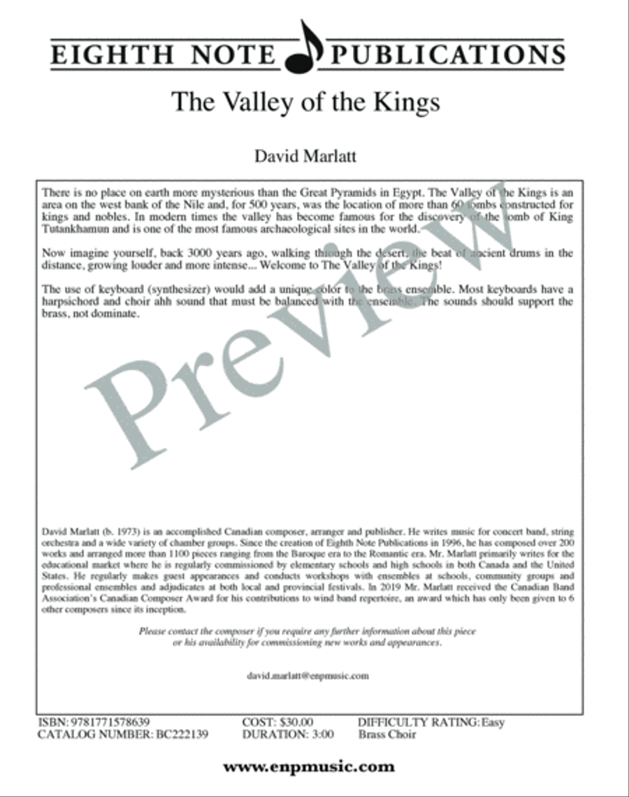 The Valley of the Kings The Valley of the Kings Small Ensemble scores gallery preview page 2