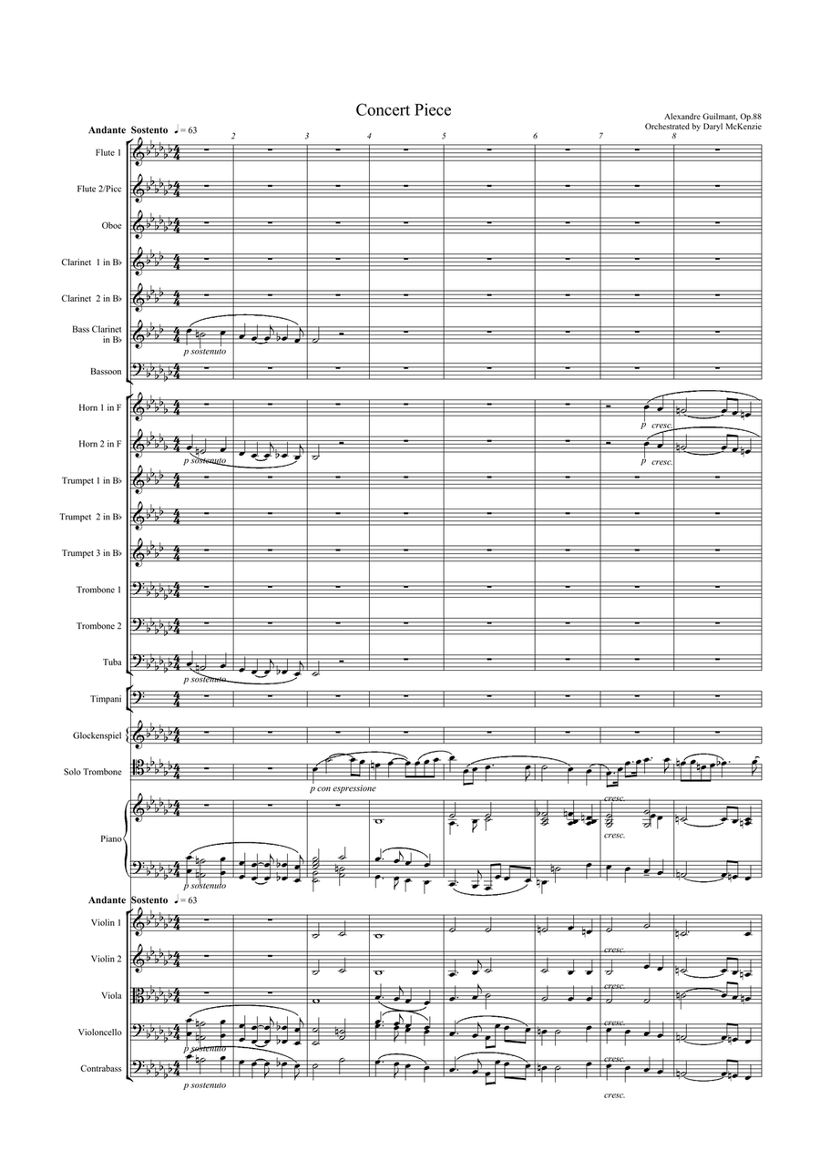 Morceau Symphonique pour Trombone (Concert Piece) Guilmant op. 88 for Orchestra Full Orchestra scores gallery preview page 1