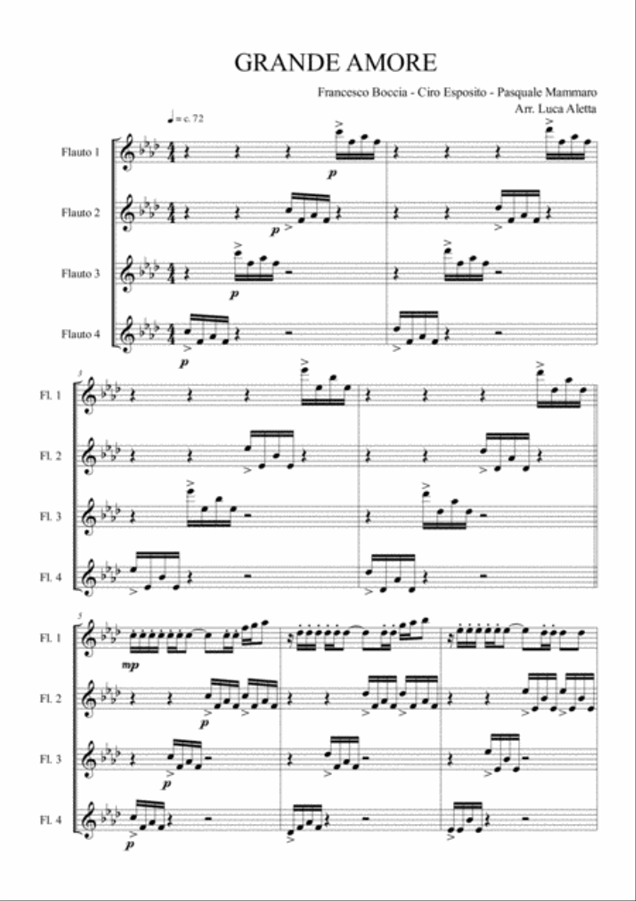 Grande Amore Flute Solo scores gallery preview page 1