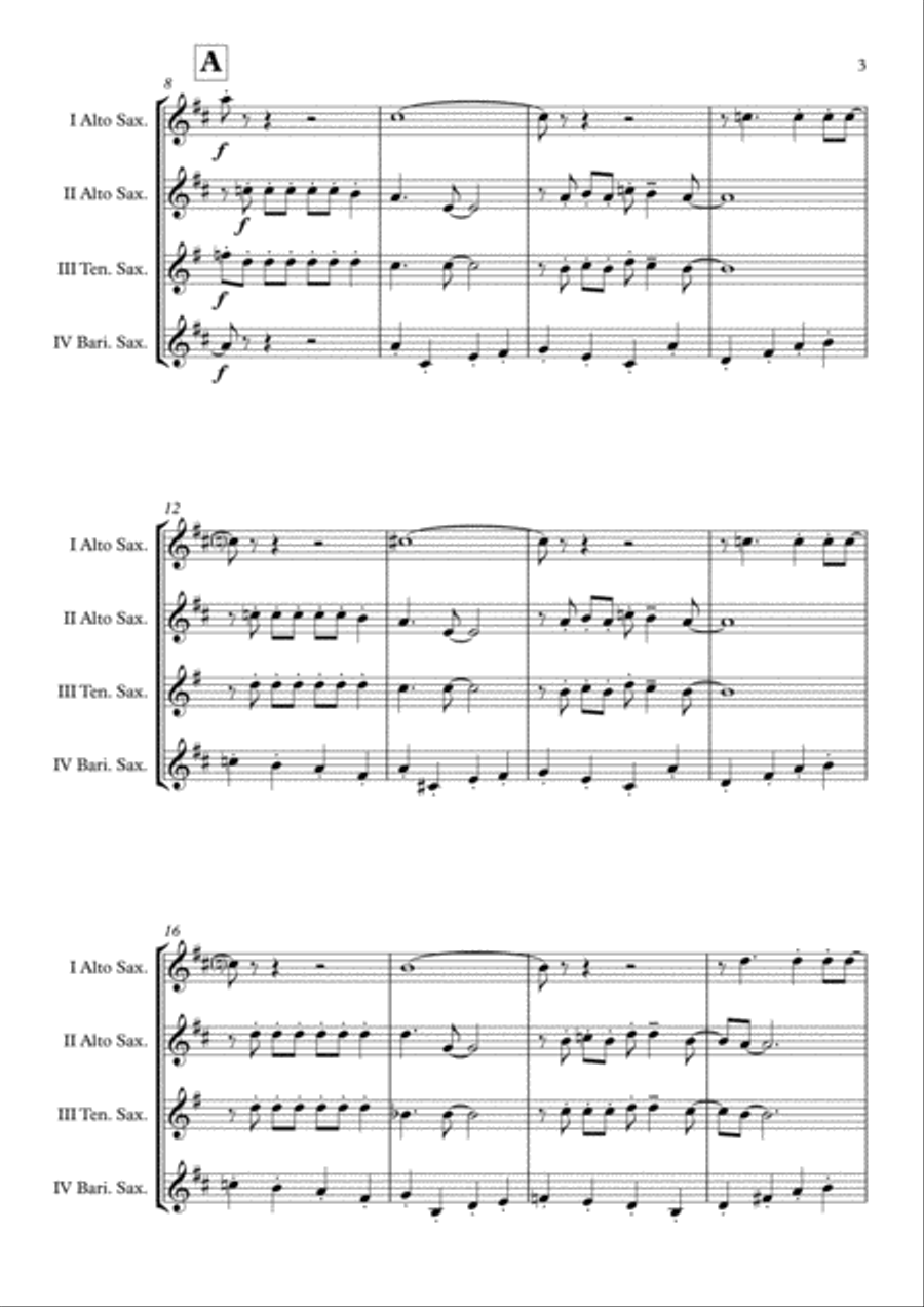 Beach Boys Medley Beach Boys Medley Saxophone Quartet scores gallery preview page 4