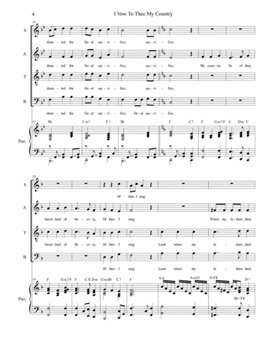 I Vow To Thee My Country (with "America") (for SATB) image number null