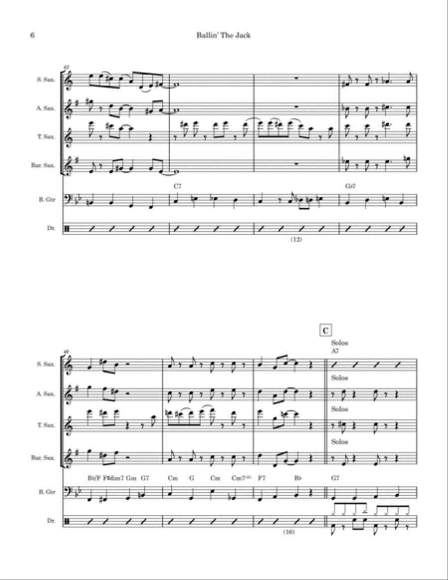Ballin' The Jack Saxophone Quartet scores gallery preview page 6