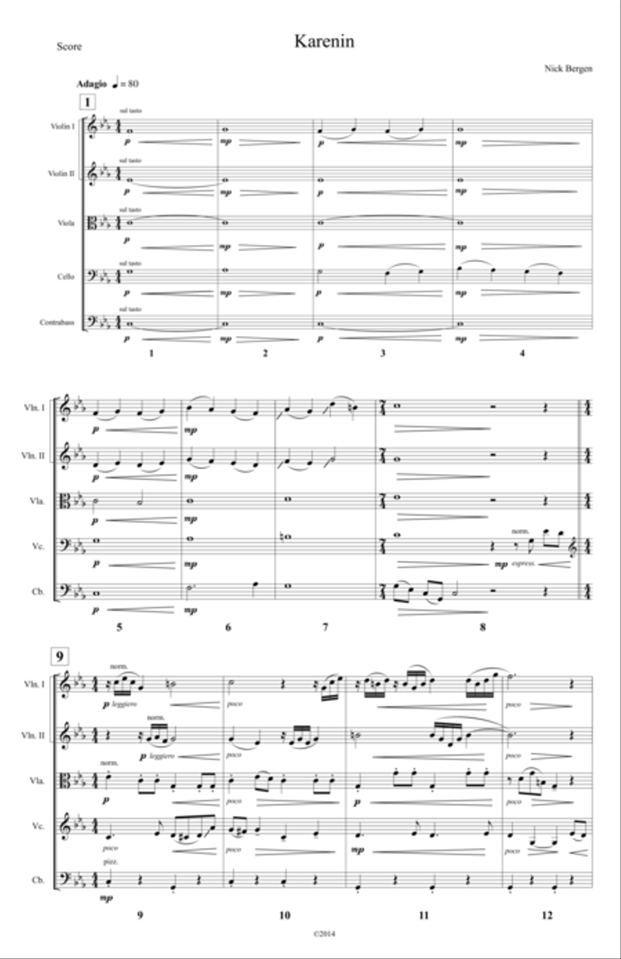 Karenin - Tone Poem for String Orchestra String Quartet scores gallery preview page 1
