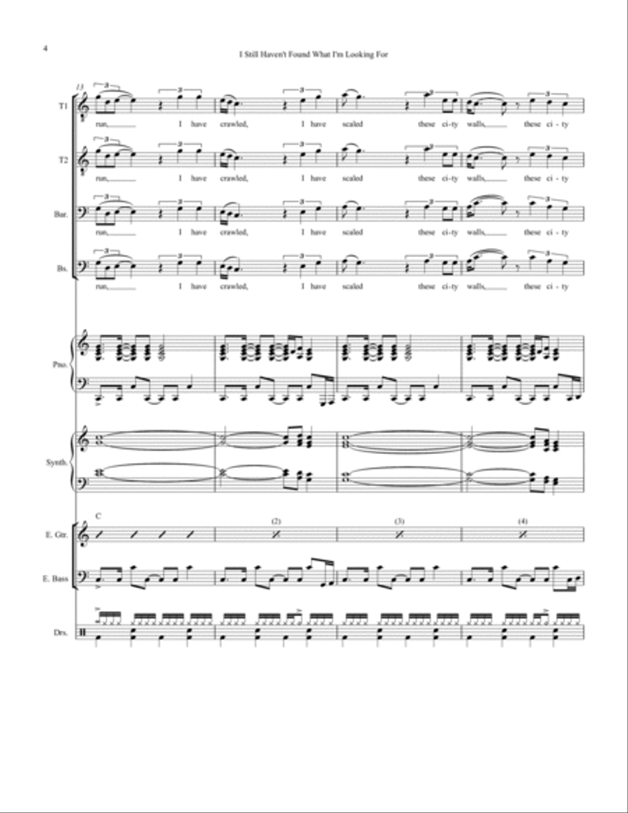 Still Haven't Found What I'm Looking For Small Ensemble scores gallery preview page 4