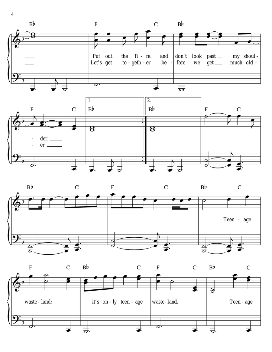 Baba O'Riley Easy Piano scores gallery preview page 4