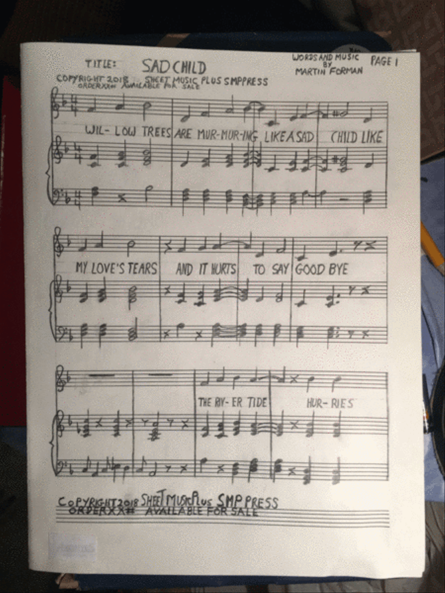 Sad Child Sad Child Piano, Vocal, Guitar scores gallery preview page 1