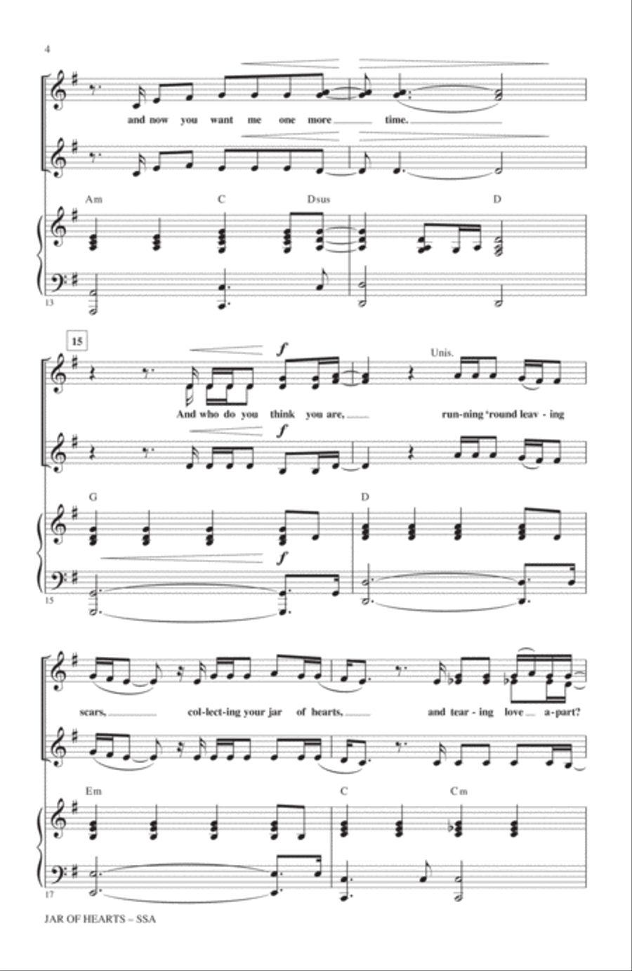 Jar Of Hearts (adapted by Mark Brymer) SSA scores gallery preview page 3