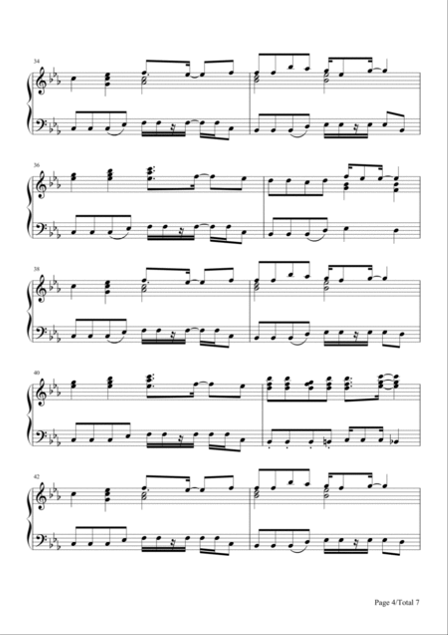 A Cruel Angel's Thesis,Yoko Takahashi,Piano Solo Sheet Piano Solo scores gallery preview page 4