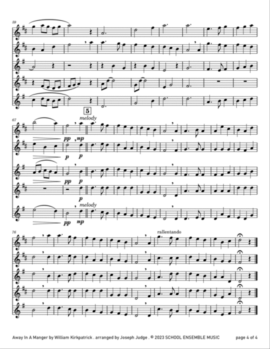 Away In A Manger for Saxophone Quartet in Schools Saxophone Quartet scores gallery preview page 4