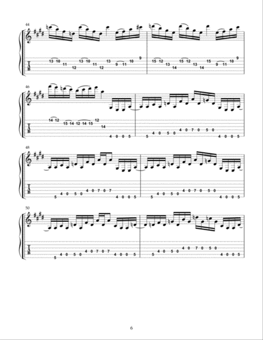 Lift Off Guitar Tablature scores gallery preview page 6