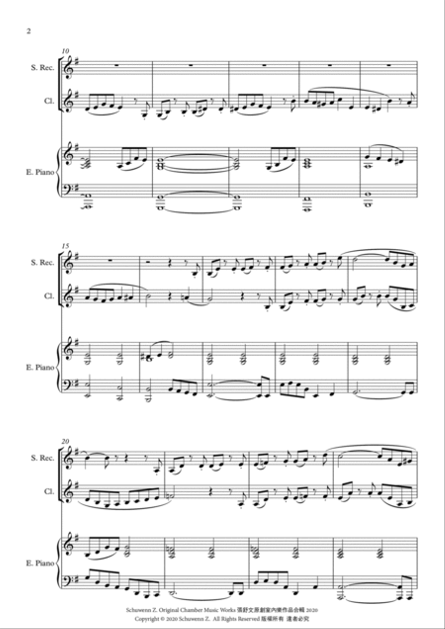 The Fading Sweetness(for woodwind and keyboard) Small Ensemble scores gallery preview page 2