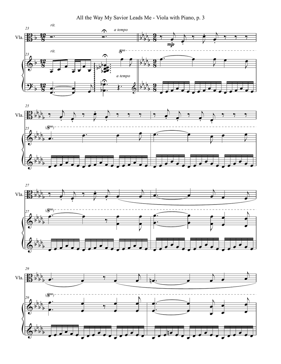 ALL THE WAY MY SAVIOR LEADS ME (Viola with Piano - Score & Part included) Viola scores gallery preview page 4