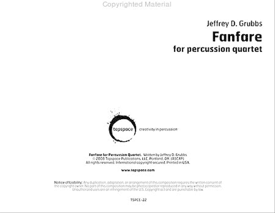 Fanfare for Percussion Quartet Percussion Ensemble scores gallery preview page 2