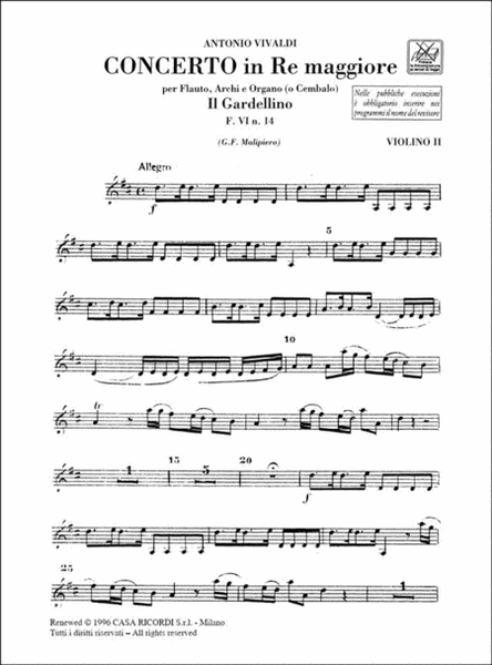 Concerto per Flauto, Archi e BC: In Re Rv 428