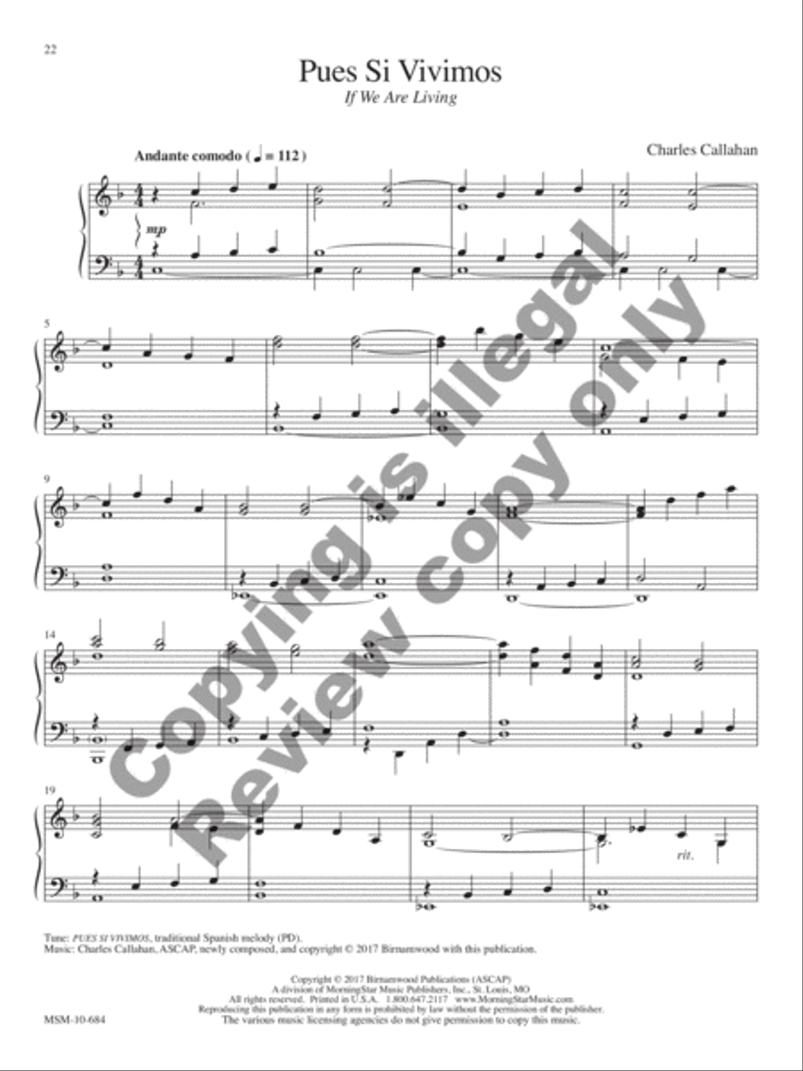 Cantad al Señor: 12 Spanish and Latin American Hymn Settings for Organ Organ Solo scores gallery preview page 11