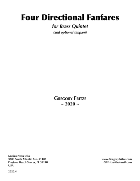 Four Directional Fanfares for Brass Quintet and optional Timpani image number null