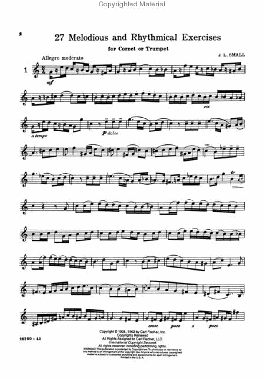 Twenty-Seven Melodious and Rhythmical Exercises Cornet scores gallery preview page 2